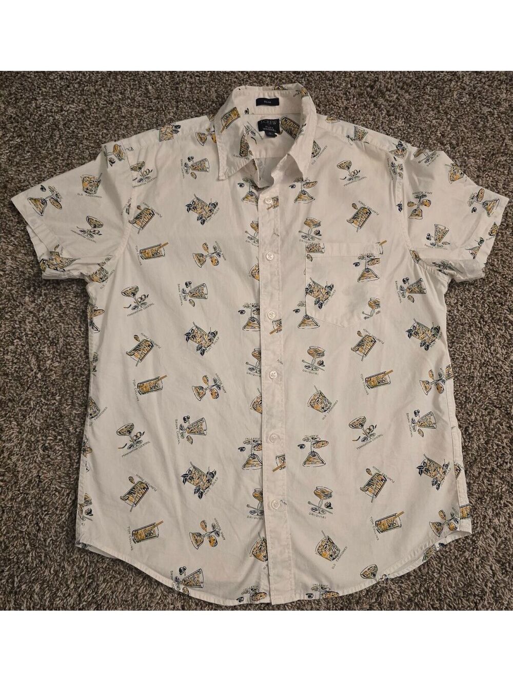 J.Crew Flex Washed Slim Fit Cocktail Print Button-Up Shirt Medium